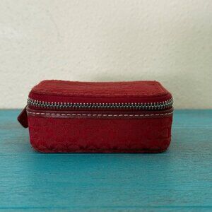 Vintage COACH Red Signature C Canvas Triple Pill Box Travel Case